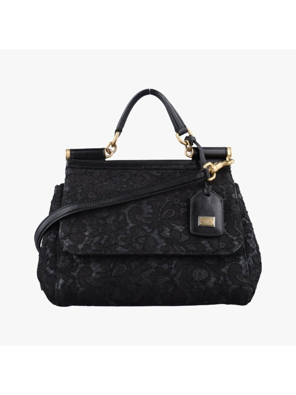Dolce & Gabbana Sicily Black Leather Clochette 48
